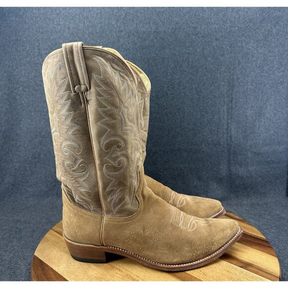 Dan Post Men’s Vintage Suede Cowboy Boots Size 12EW Brown & Tan Style DP2119S - Picture 1 of 8